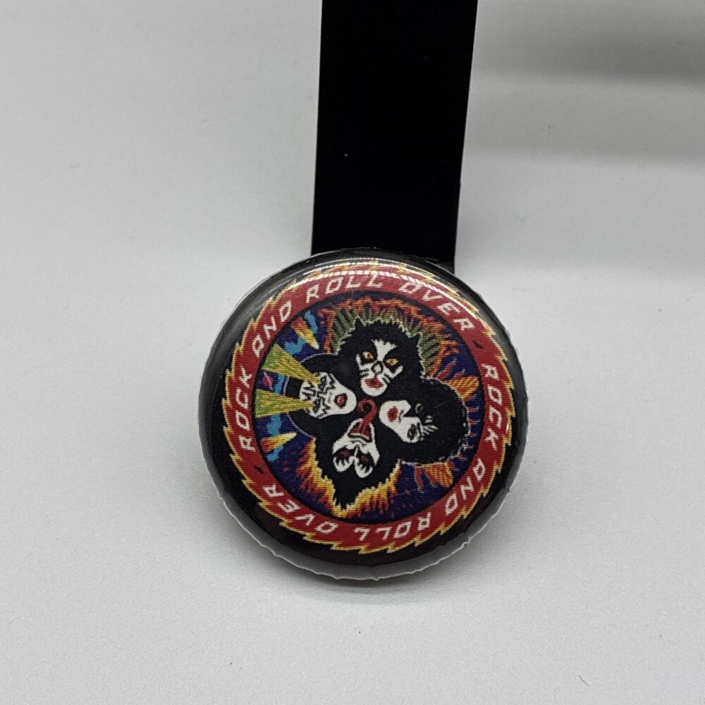 Vintage KISS Rock And Roll Over Button Pin
